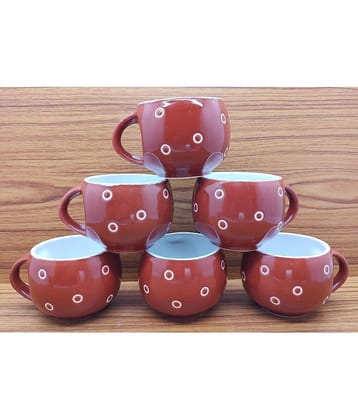 Laghima jadon Round Shape Dot Polka Dots Ceramic Tea Cup 130 ml ( Pack of 6 )