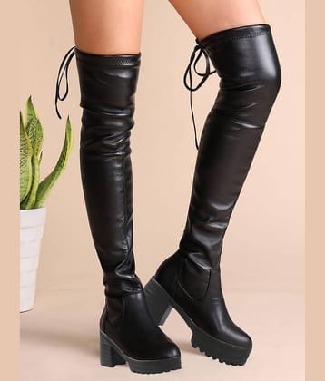 Shoetopia Black Women's Knee Length Boots