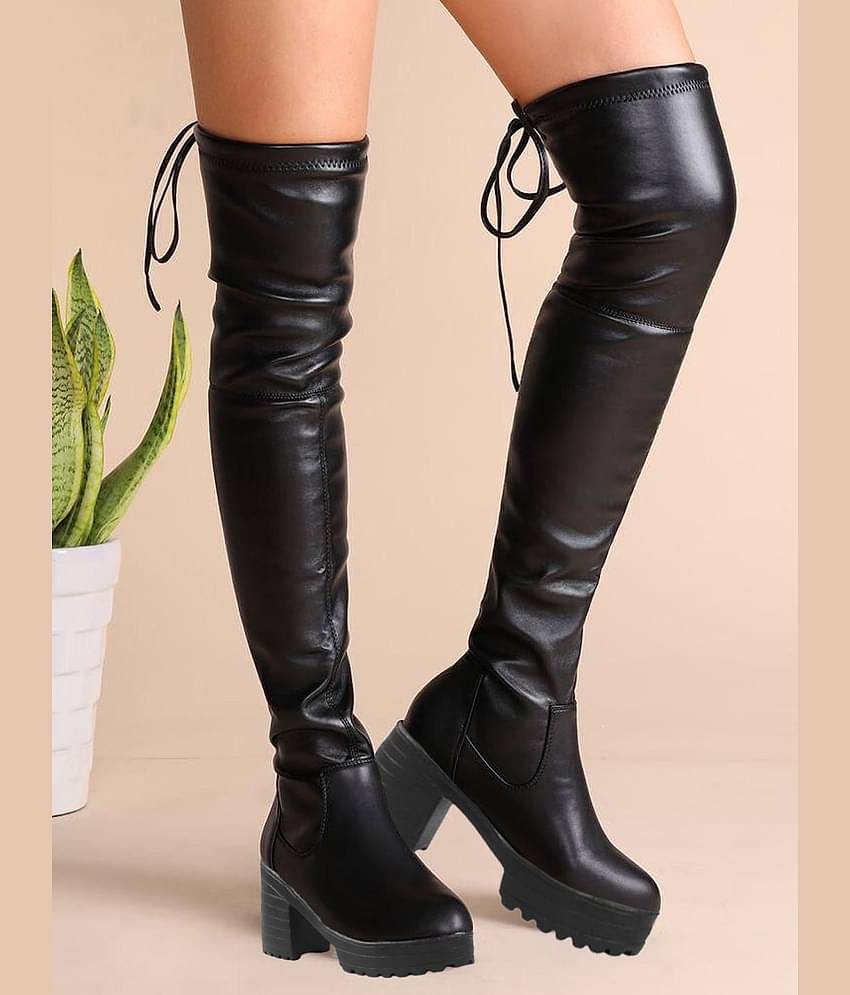 Shoetopia Black Women's Knee Length Boots