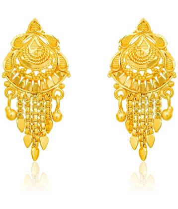 LUV FASHION Golden Stud Earrings ( Pack of 1 )