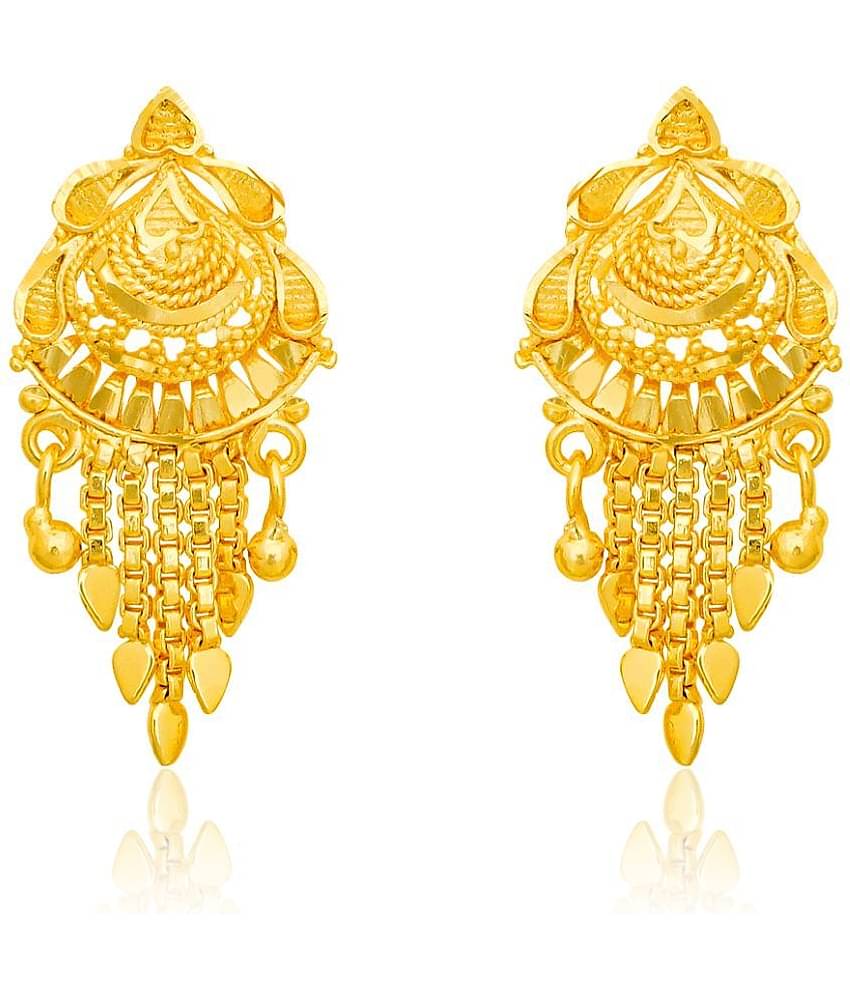 LUV FASHION Golden Stud Earrings ( Pack of 1 )