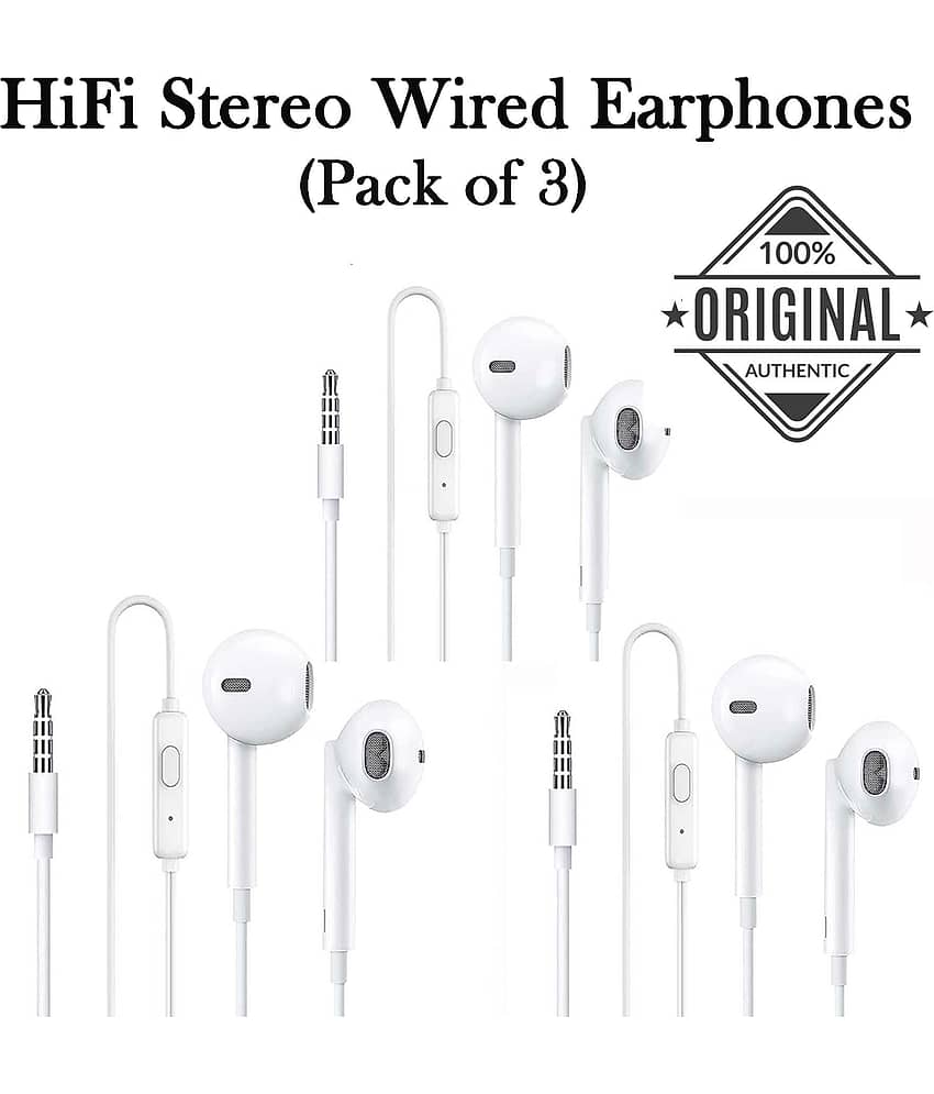 XYBEL WRD-EPH-WHITE-3NOS 3.5 mm Wired Earphone In Ear Powerfull Bass White