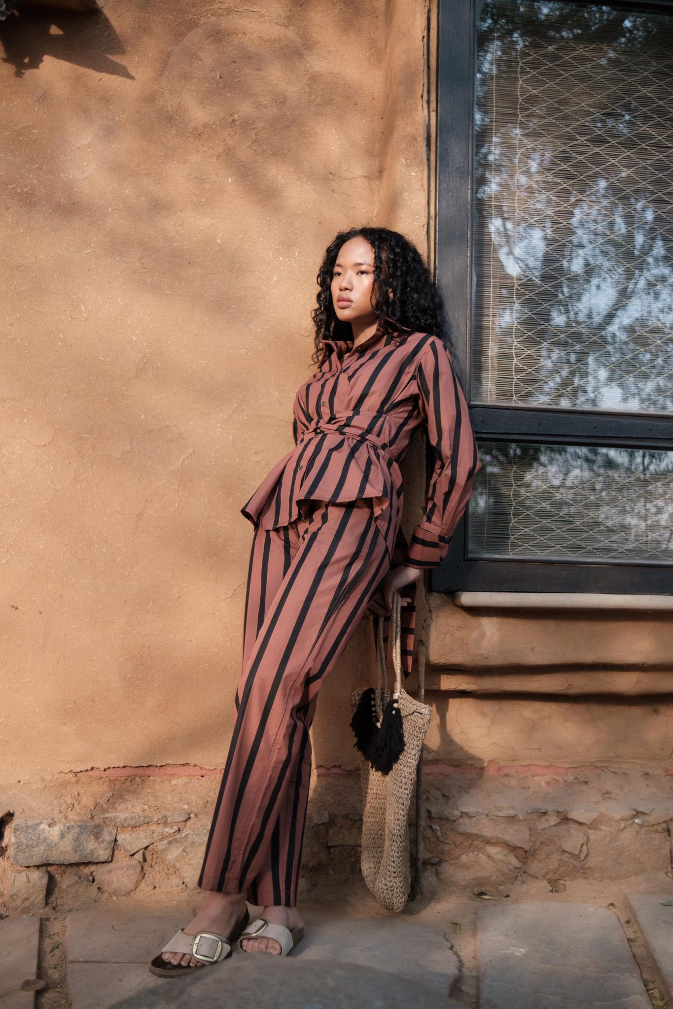 Sandra Straight Pants Copper Stripes-XS