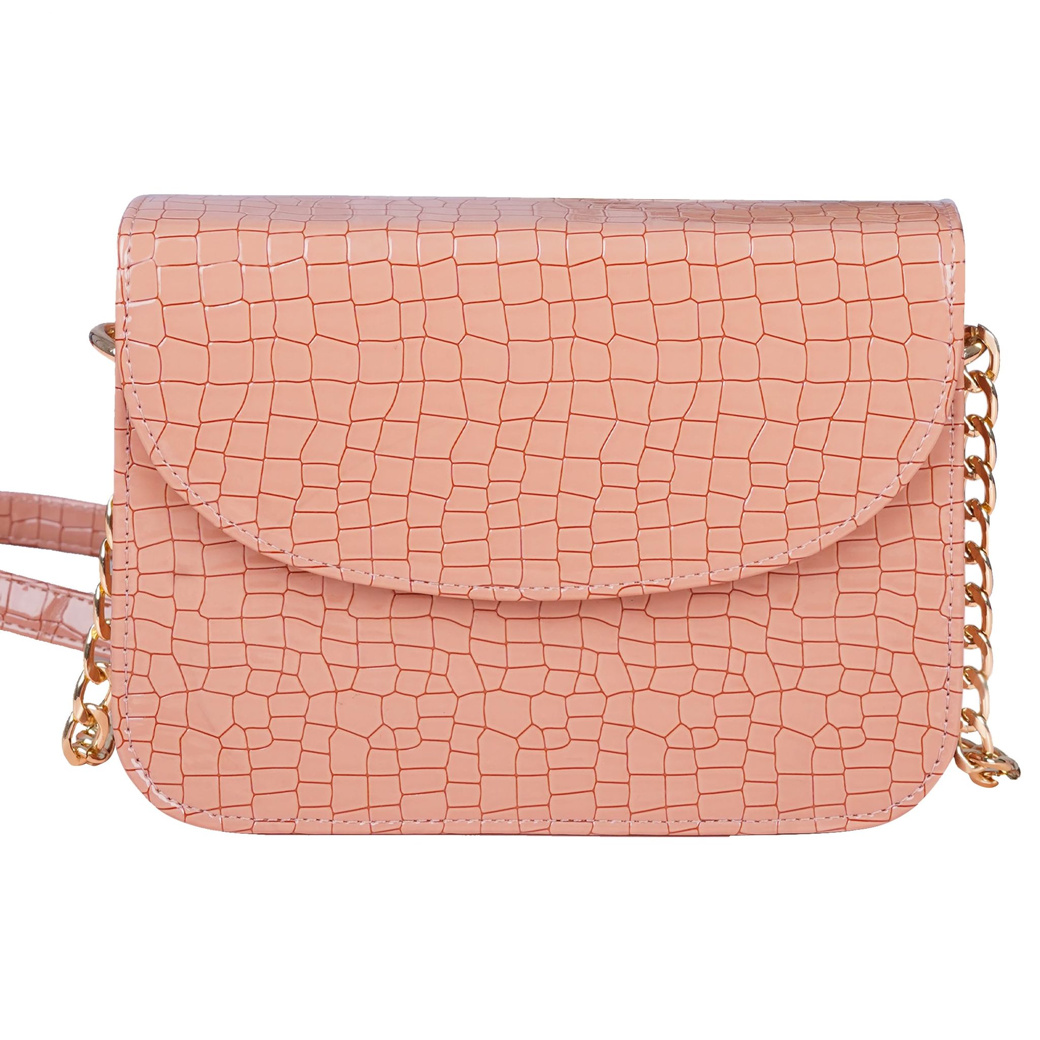 The Wallet Store Premium Brick Style Leather Sling Bag - Peach