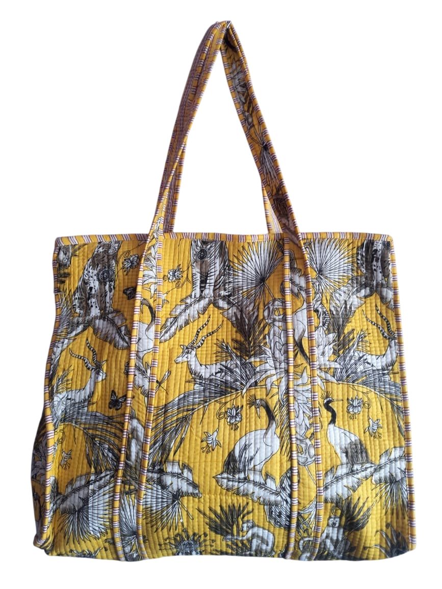 Eco-Friendly Cotton Tote Bag with Animal Print - Stylish and Customizable