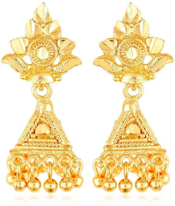 Vighnaharta - Golden Jhumki Earrings ( Pack of 1 )