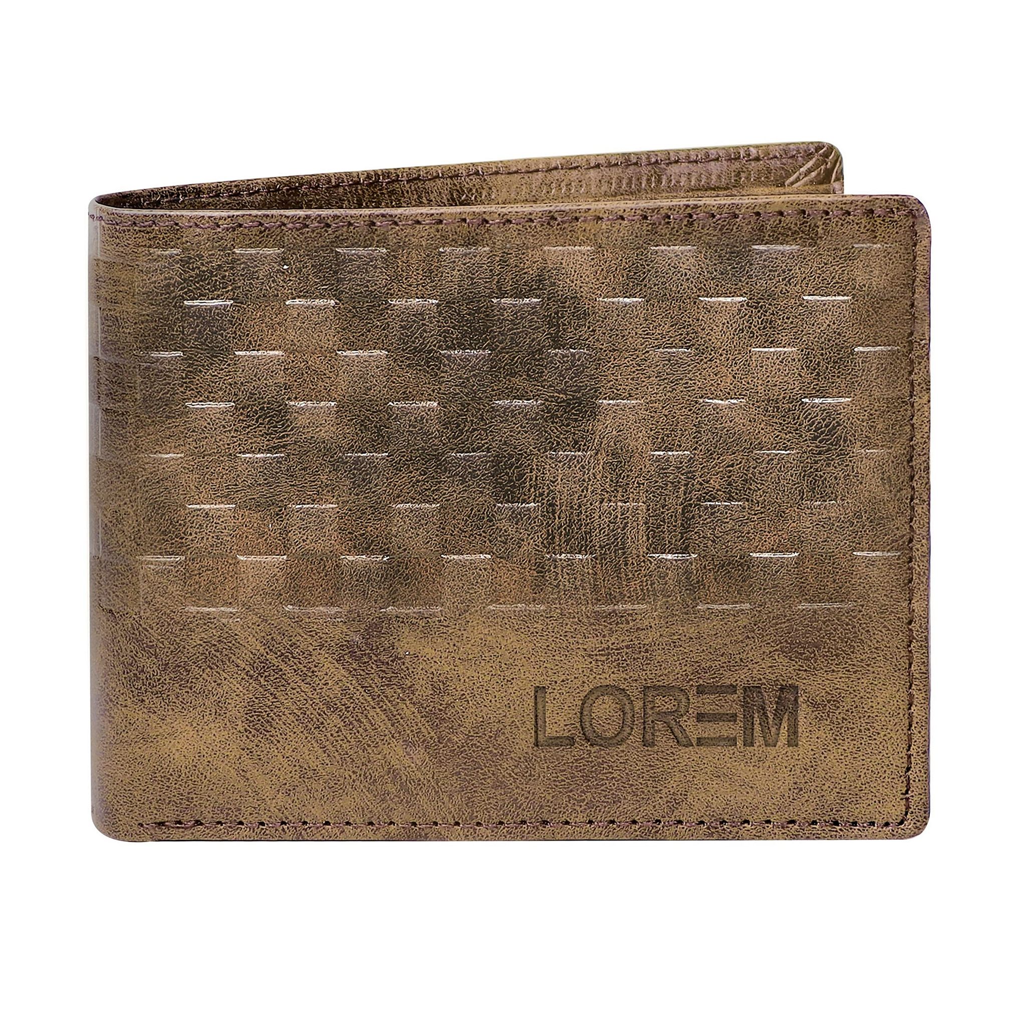 3D Emboss Square Bi-Fold Premium Faux Leather 3 ATM Card Slots Wallet for Men-B