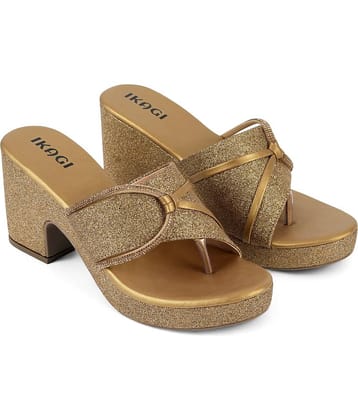 IKAGI Gold Women's Slip On Heels