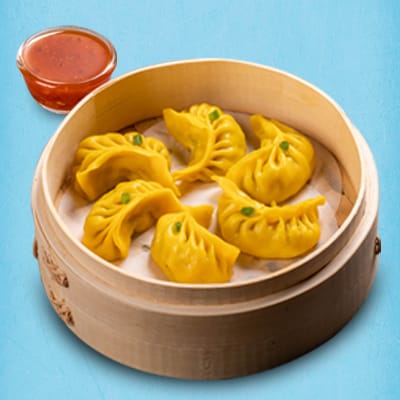 Chicken Corn & Cheese Momo With Momo Chutney (Choose Steamed/ Fried)