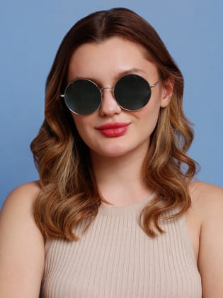 SUNNIES Large Full Frame Metal Round Animal.Print UV Protected Women Sunglasses-SNS-11686-C201