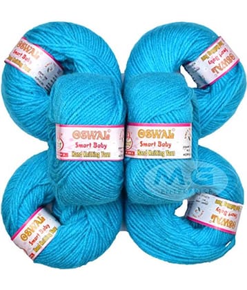 Oswal 100% Acrylic Wool AzureWL (6 pc) Smart Baby 4 ply Wool Ball Hand Knitting Wool/Art Craft Soft Fingering Crochet Hook Yarn, Needle Knitting Yarn Thread Dyed
