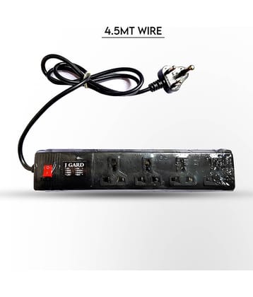 JGARD BLACK 3 Pin 4x1 4 Socket Extension Board (6Amp, 240V) 4.5mt 4 Socket Extension Board
