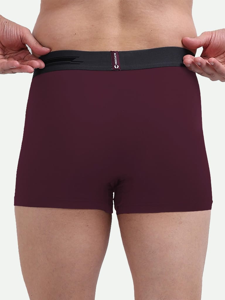 FREECULTR Men's Underwear Anti Bacterial Micromodal Airsoft Trunk - Non Itch No Chaffing Sweat Proof - Pack of 1-Sangria Wine