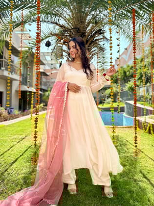 Apricot Georgette Suit Set-S