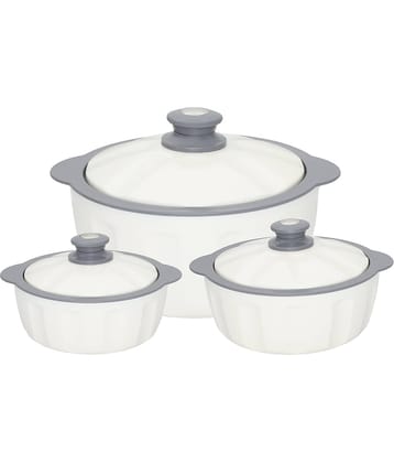 Jaypee White Plastic Serve Casserole ( Set of 3 , 3500 mL )