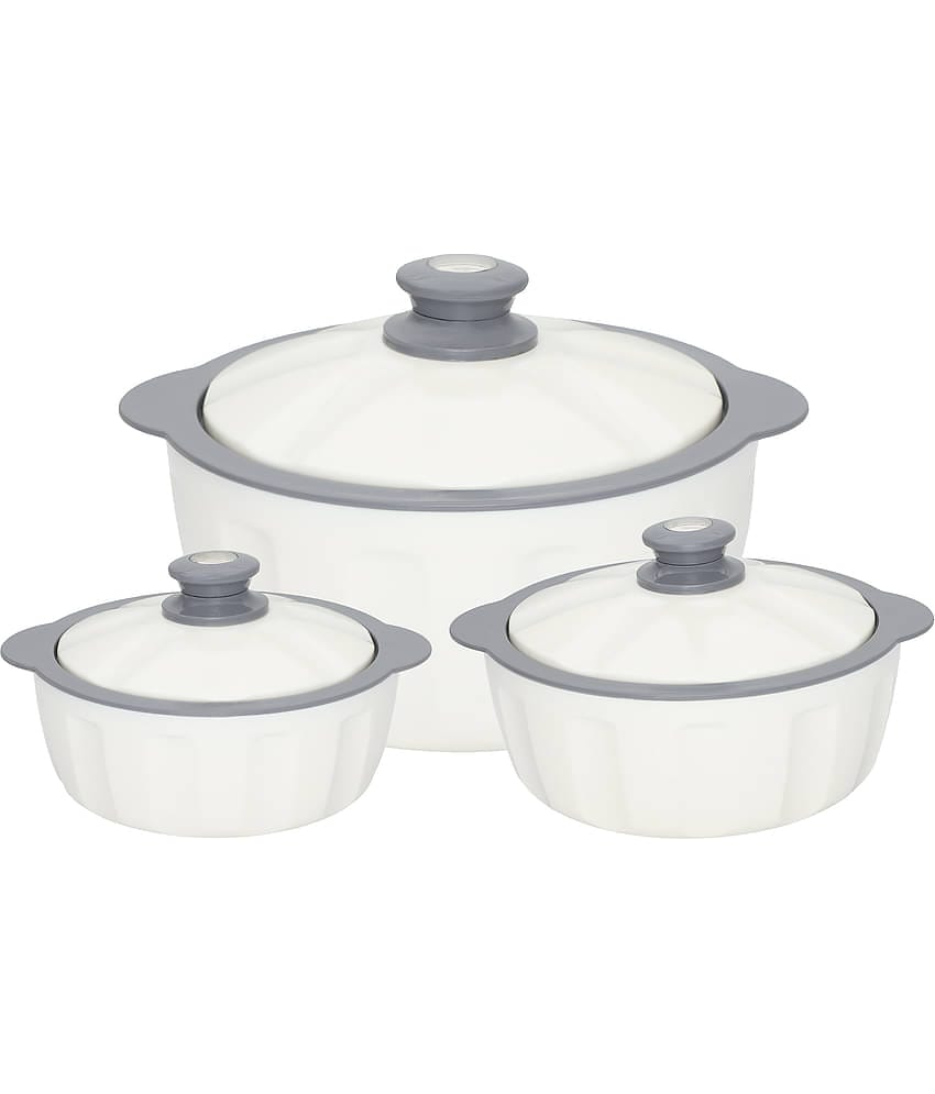 Jaypee White Plastic Serve Casserole ( Set of 3 , 3500 mL )