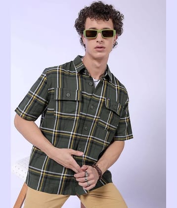 The Indian Garage Co Tartan Checked Oversized Pure Cotton Casual Shirt