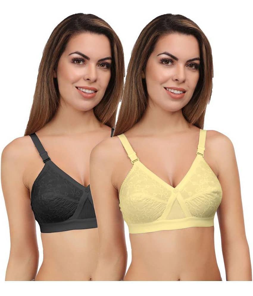 Eve's Beauty Pack of 2 Cotton Non Padded Women's Minimizer Bra ( Multi Color )