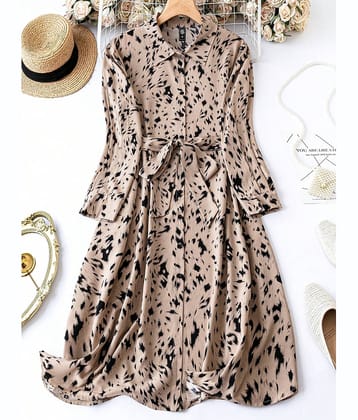 Sheetal associates Women Polyester Printed Shirt Dress ( Brown )