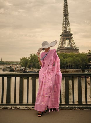 Lavender Pink  Zari Banarasi Saree