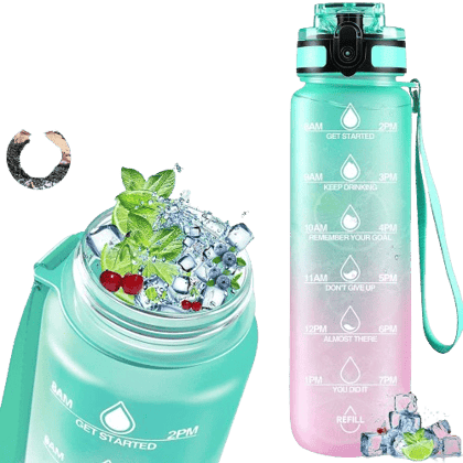 Motivational Water Bottle With Straw & Time Marker,_assorted colour