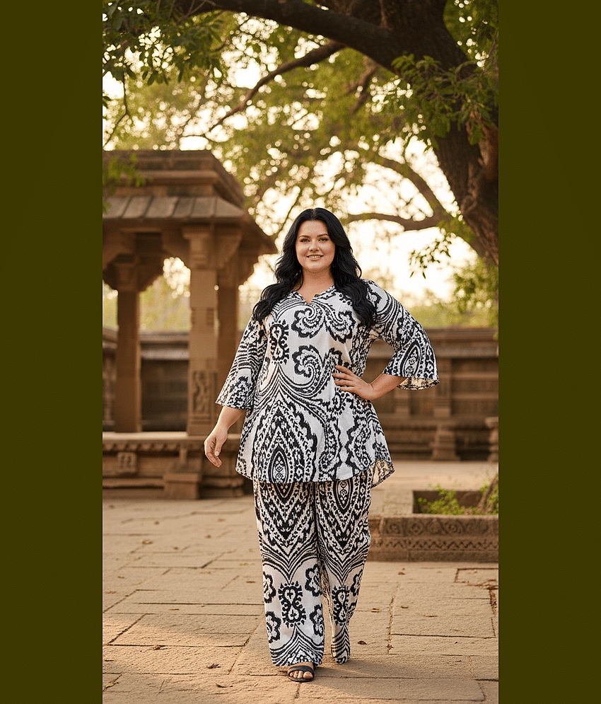 Flavia Creation Women Printed Shirt With Trousers Co-Ord Set ( Multicolor )