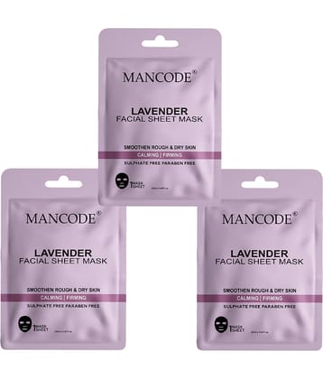 Mancode Lavender Facial Sheet Mask 25ml Smoothen Rough & Dry Skin (Pack of 3)