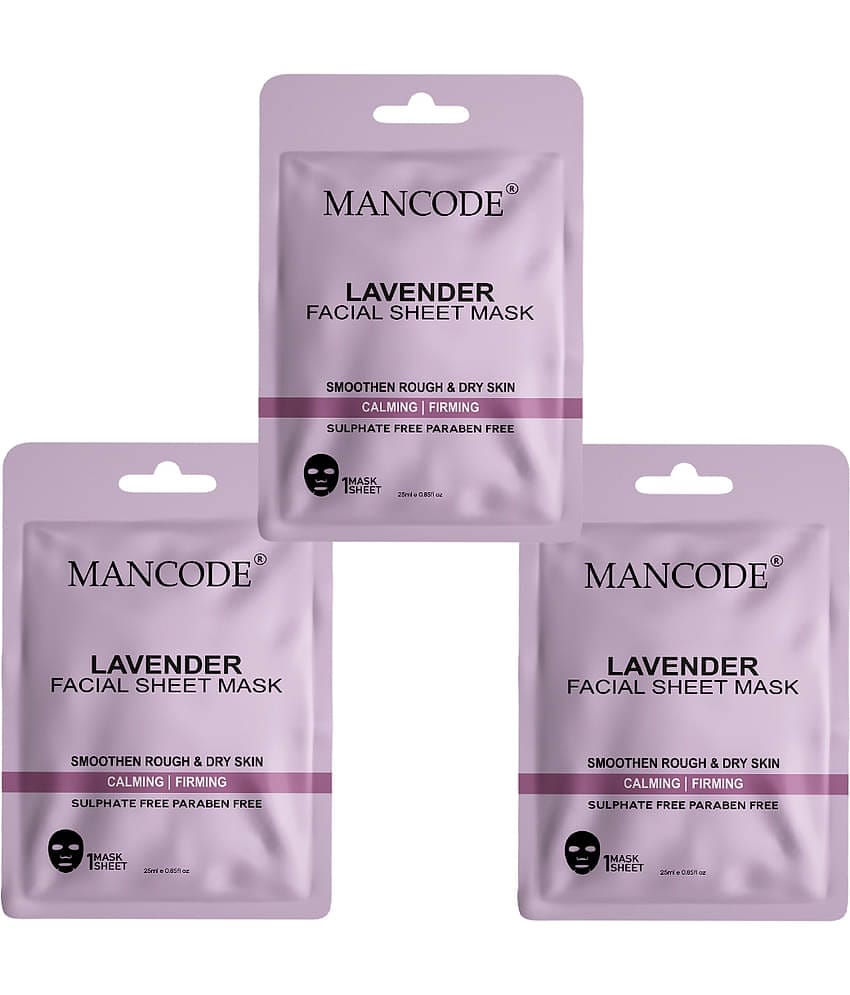 Mancode Lavender Facial Sheet Mask 25ml Smoothen Rough & Dry Skin (Pack of 3)