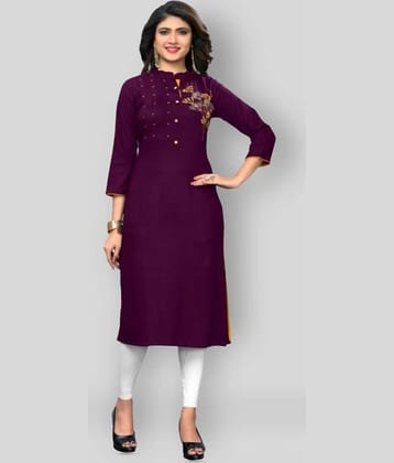 Vbuyz - Purple Rayon Women's Straight Kurti ( Pack of 1 )