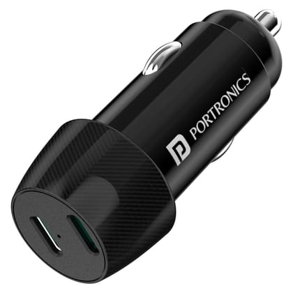 Portronics Car Power 14, 40W Fast Car Charger with Dual Type-C Output, Adapter Compatible with Most Cars & Mobiles (Black)