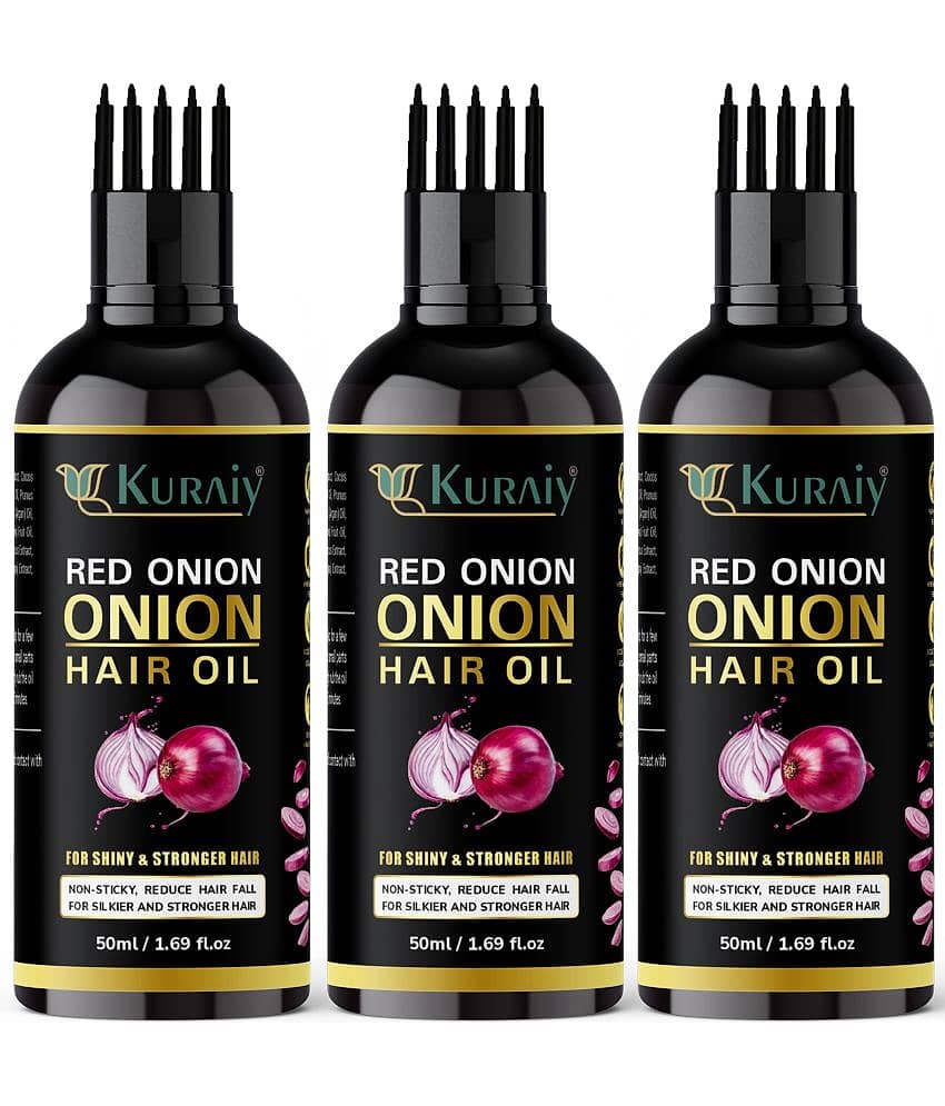KURAIY ONION All Type of Hair Problem Herbal Anti Dandruff Hair Oil 50 ML Hair Oil PACK OF 3