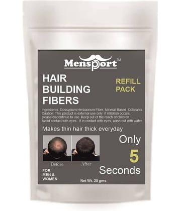 Mensport Hair Building Fiber Instant Fuller Hair Refill Pack (Black) 25 gm