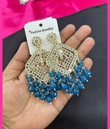 Padmavati Bangles Blue Chandbalis Earrings ( Pack of 1 )