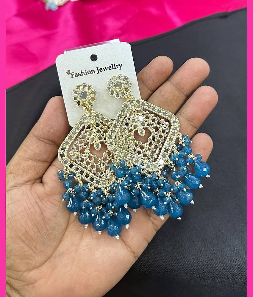Padmavati Bangles Blue Chandbalis Earrings ( Pack of 1 )