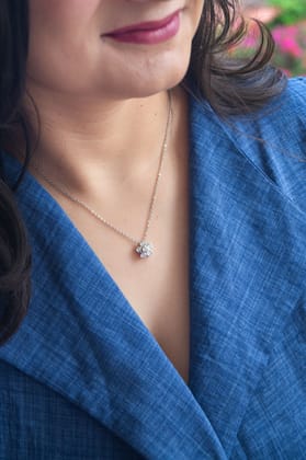 Just A Flower Sterling Silver Chain Necklace-Silver / 16 inches adjustable upto 18 inches