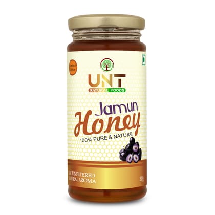 Raw & Pure Jamun Honey | 100% Natural | Unprocessed, Unheated | Low Glycemic | Diabetic-Friendly | Immunity Booster | Deep Rich Flavor | Farm Fresh Honey 300gm