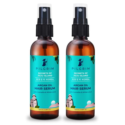 Pilgrim Argan Oil Hair Serum Pack of 2 | Reduces frizz & split ends | Makes hair silky & shiny | Promotes hair growth | All Hair Types | Men & Women 200ml Pilgrim Argan Oil Hair Serum Pack of 2 | Reduces frizz & split ends | Makes hair silky & shiny | Pr