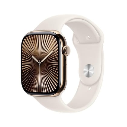Apple Watch Series 10 GPS Cellular 46mm Gold Titanium Starlight Sport Band M/L
