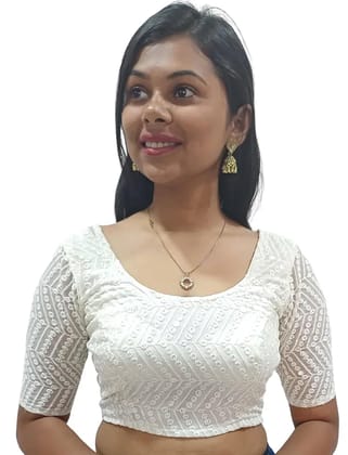 Unbranded Cotton Blouse (M) | Solid Off White | Casual Wear