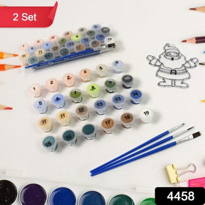 Paint by Number Kits 2 Set 19 Number Color, 6 paint brushes (2 Set)