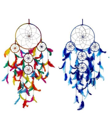 Lucky Traders Feather Multicolour Dream Catcher - Pack of 1 ( X cms )