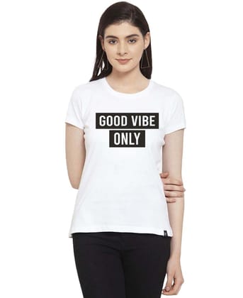 Women's Cotton Blend Good Vibe Only Printed T Shirt XL (White)
