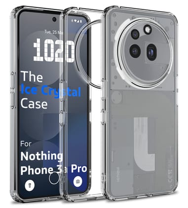 Ice Crystal Series Hybrid Transparent PC Military Grade TPU Back Cover for Nothing Phone 3a Pro 5G, 6.77 inch, Crystal Clear