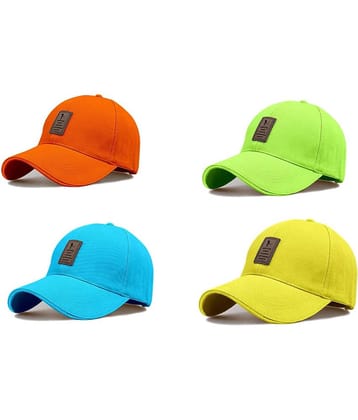 Bolax Pack of 4 Cotton Men's Cap ( Orange )