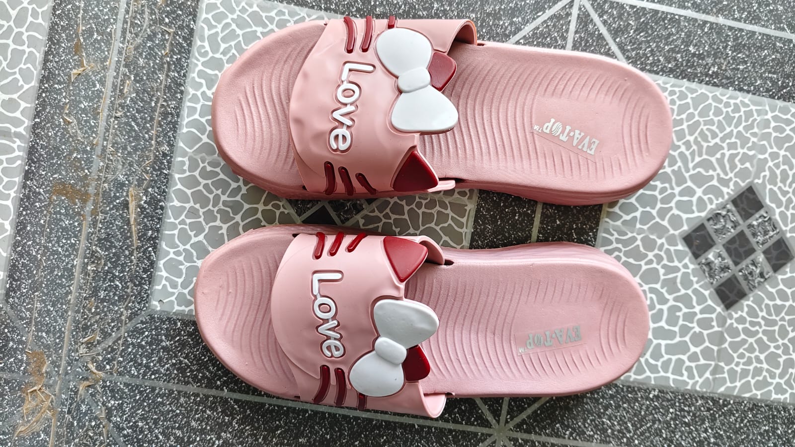 EVATOP Girls Pink Love Slide Sandals