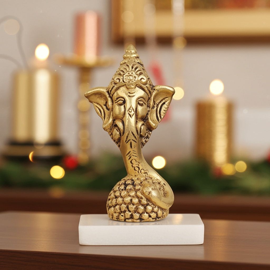 Brass Showpiece Laddu Ganesh God Idol Statue (BSMAS1481 C)