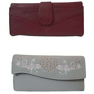 Ladies Purse Women And Girls Wallet  Combo Pack - Multicolor (Red)