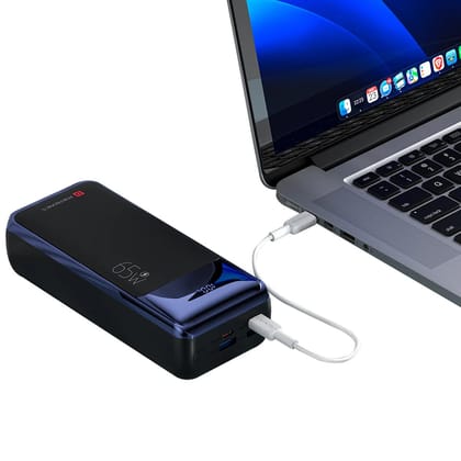 Portronics Ampbox 27K 65W 27000 mAh 4-in-1 Fast charging Power Bank with 2 Type C PD Output Ports & 2 Mach USB Output Ports Compatible with Laptop, Android Smartphones, iPhones, iPad, Tablet (Black)