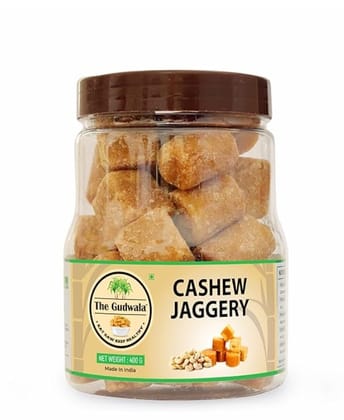 The Gudwala Cashew Jaggery Pure Natural Zero Chemical Gur Immunity Booster Extremely Healthy Organic Dry Fruits Gud (400 Grams) (Cashew)
