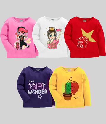 Kuchipoo Pack of 5 Girls Cotton Blend T-Shirt ( Multicolor4 )
